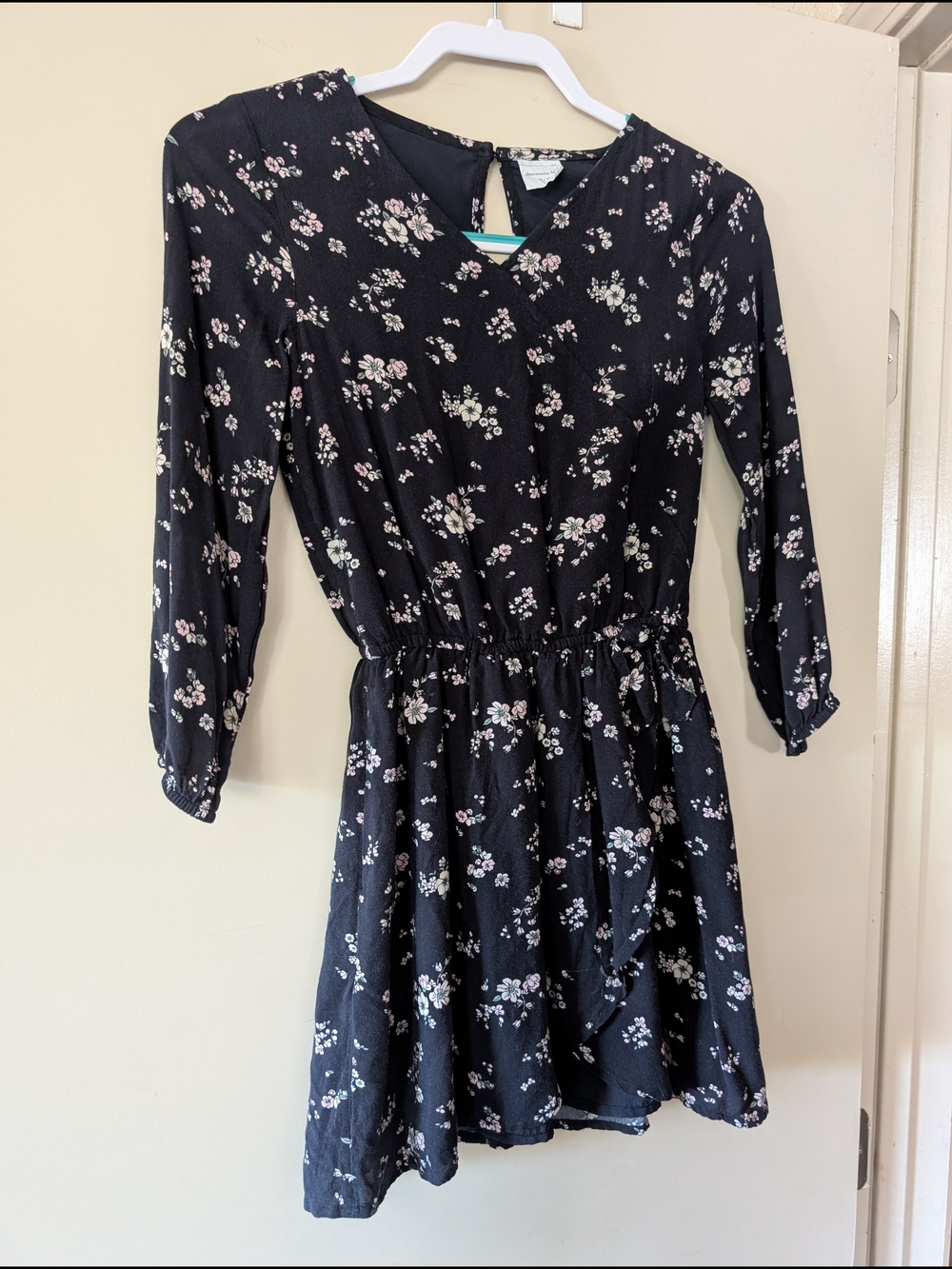 abercrombie kids Black Floral Long Sleeve Dress